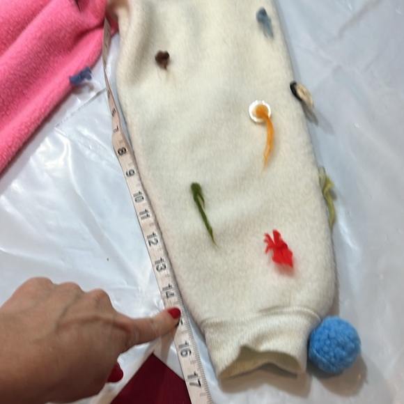 Vintage HAPPY CLOWN SUIT Costume PINK white PomPom button FLOWER COLLAR 46”chest - Picture 14 of 14